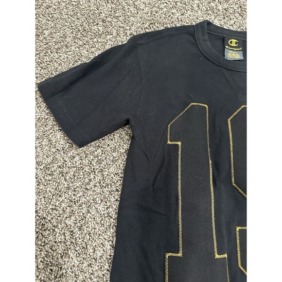 Champion 100 Years T-Shirt Mens Medium S Embroidered Logo Black Tee Short Sleeve - Picture 3 of 8
